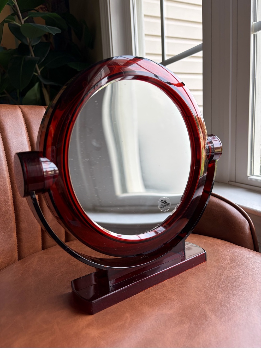 Vintage 2002 Jerdon First Class 3X Swivel Vanity Makeup Mirror Red Original Box
